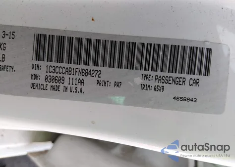 2015 Chrysler 200 Limited from USA, damaged, VIN 1C3CCCAB1FN684272